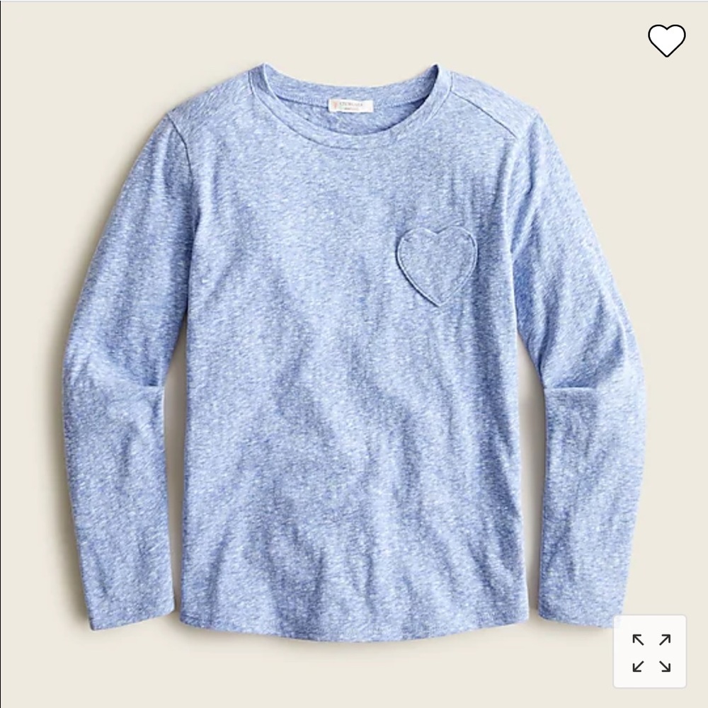 Girls' long-sleeve heart pocket T-shirt